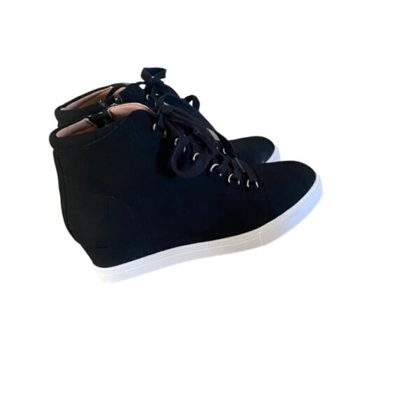 Linea Paola Brenna Black Suede Wedge Bootie 6.5 - Picture 5 of 9